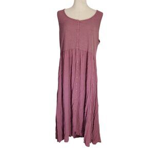 Frye Button-Front  Sleeveless Mauve Maxi Dress Crinkled Skirt Womens Size XXL